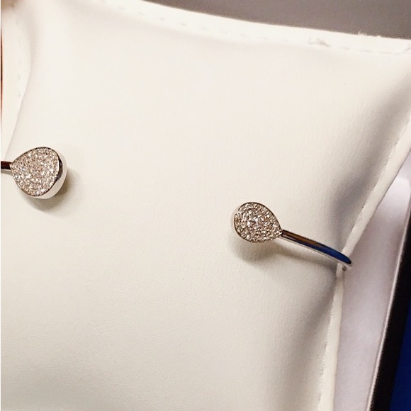 Deprisco Jewlers White Gold Diamond Cuff Bangle - Picture 1 of 5